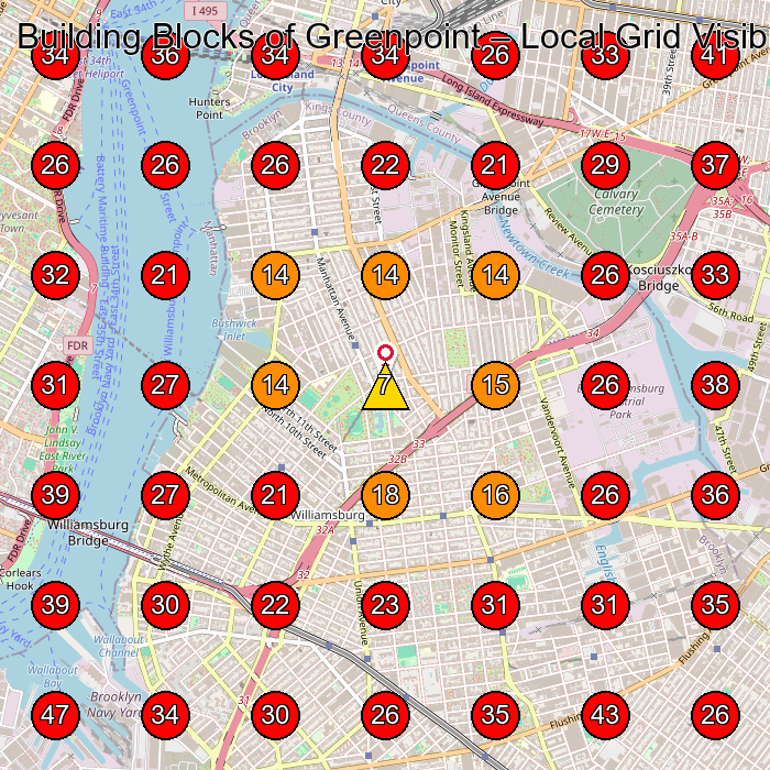 Building Blocks of Greenpoint GeoGrid visibility map for Day Care Center in Brooklyn